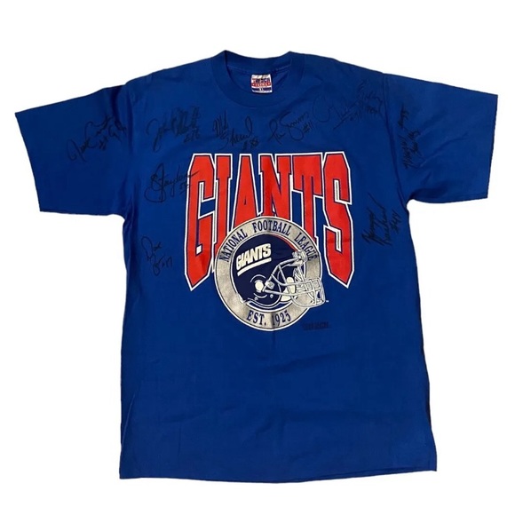 NY Giants Vintage Single Stitch Autographed T Shirt Lawerence Taylor, Phil Simms - Picture 1 of 16